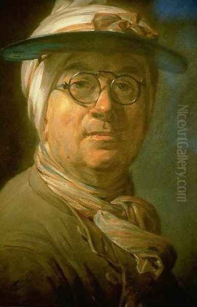 Self-Portrait with Eyeshade 1775 Oil Painting by Jean-Baptiste-Simeon Chardin