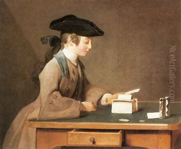 The House of Cards III Oil Painting by Jean-Baptiste-Simeon Chardin