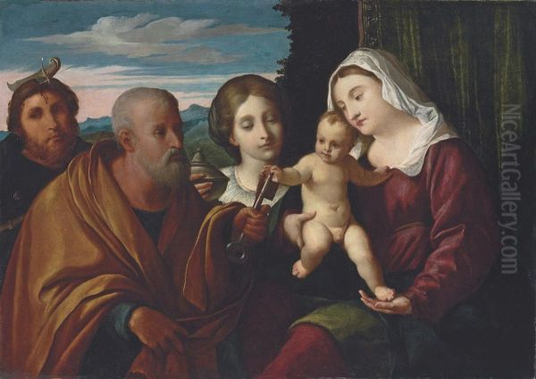 Sacra Conversazione Oil Painting by Palma Vecchio (Jacopo Negretti)