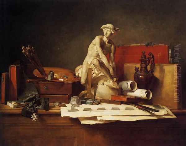 Still Life with the Attributes of the Arts, 1766 Oil Painting by Jean-Baptiste-Simeon Chardin