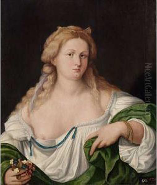 Flora Oil Painting by Palma Vecchio (Jacopo Negretti)