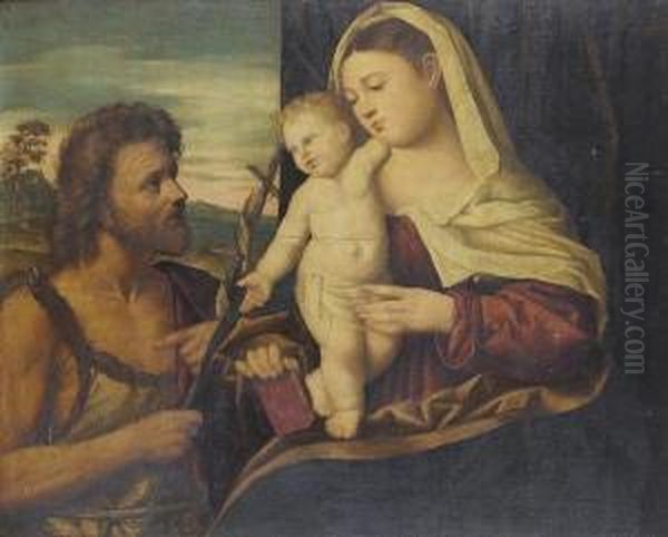 The Madonna And Child With Saint John The Baptist Oil Painting by Palma Vecchio (Jacopo Negretti)