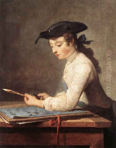 The Young Draughtsman, 1737 Oil Painting by Jean-Baptiste-Simeon Chardin