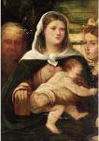 The Madonna And Child With Two Saints Oil Painting by Palma Vecchio (Jacopo Negretti)