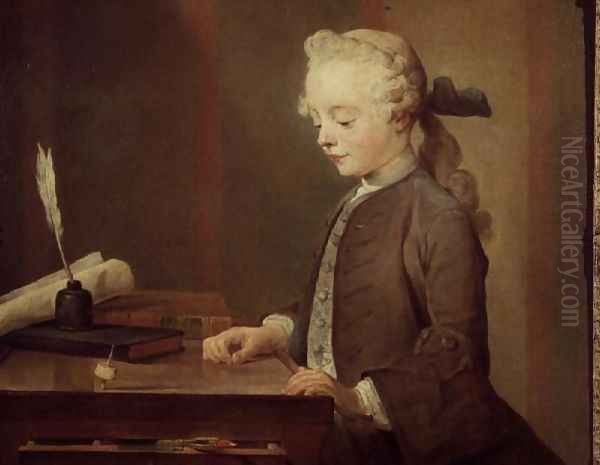 The Child with a Teetotum, Portrait of Auguste-Gabriel Godefroy (1728-1813) 1741 Oil Painting by Jean-Baptiste-Simeon Chardin