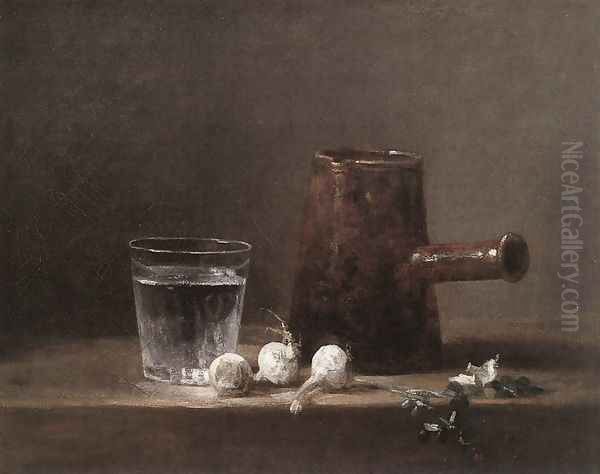 Water Glass and Jug Oil Painting by Jean-Baptiste-Simeon Chardin