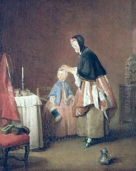 The Morning Toilet Oil Painting by Jean-Baptiste-Simeon Chardin