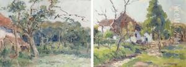 Landscape With Farmhouses Oil Painting by Jef De Pauw