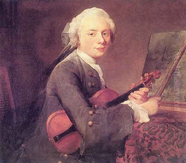 Young Man with a Violin, or Portrait of Charles Theodose Godefroy (1718-96) c.1738 Oil Painting by Jean-Baptiste-Simeon Chardin