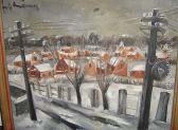 Village En Hiver Oil Painting by Jef De Pauw