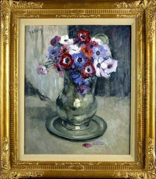 [nature Morte Aux Fleurs] Oil Painting by Rene De Pauw