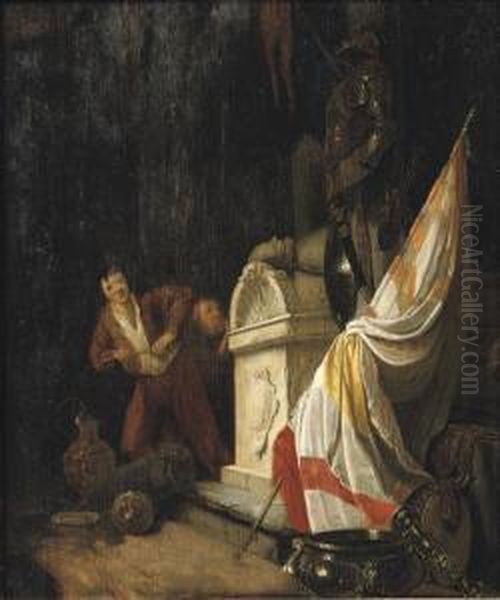 An Allegory Of Vanitas: The Desecration Of A Tomb Oil Painting by Willem De Poorter