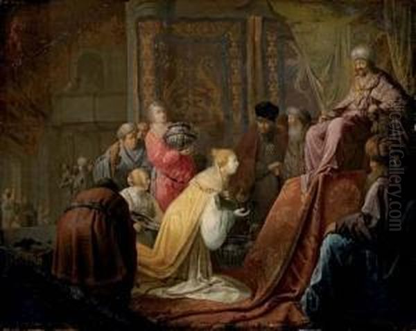 Solomon And The Queen Of Sheba Oil Painting by Willem De Poorter