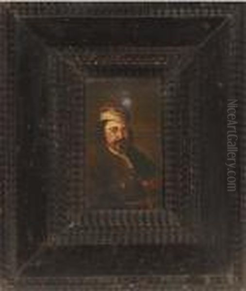 Portrait Of A Man, Bust-length, Seated Wearing A Cap Oil Painting by Willem De Poorter