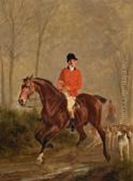 A Hunting Scene Oil Painting by Alfred F. De Prades