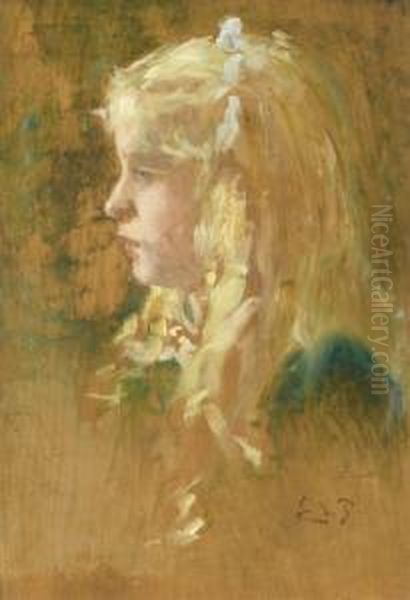 Kopfbildnis Eines Blonden Madchens Oil Painting by Edmond Jean de Pury