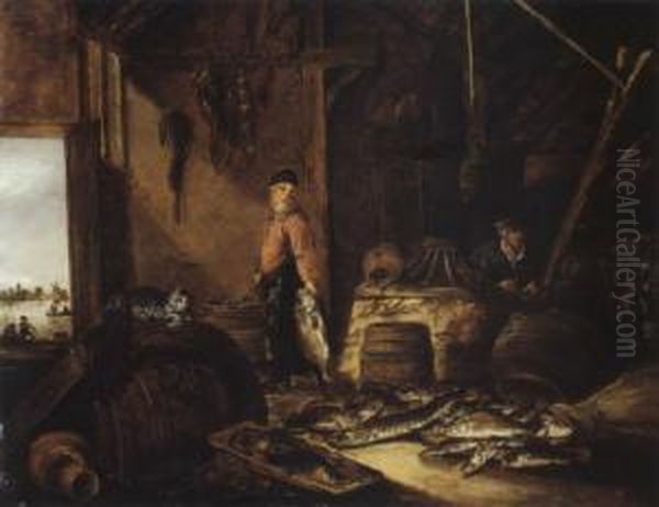 Beim Fischhandler Oil Painting by Pieter de Putter