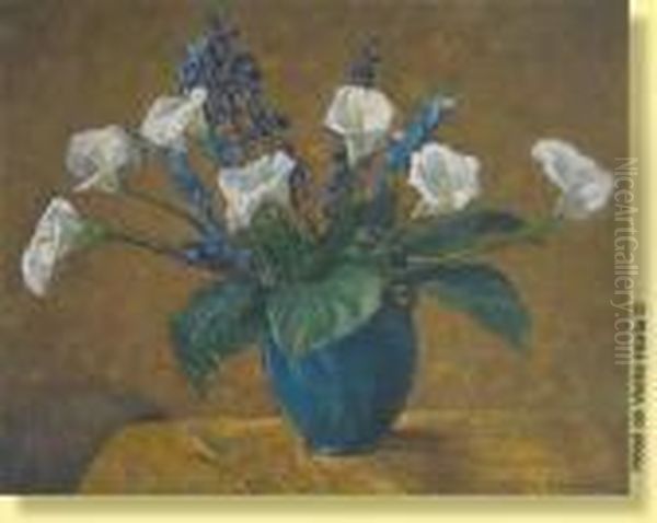 Vase Fleuri D'arums Oil Painting by Mecislas De Rakowsky