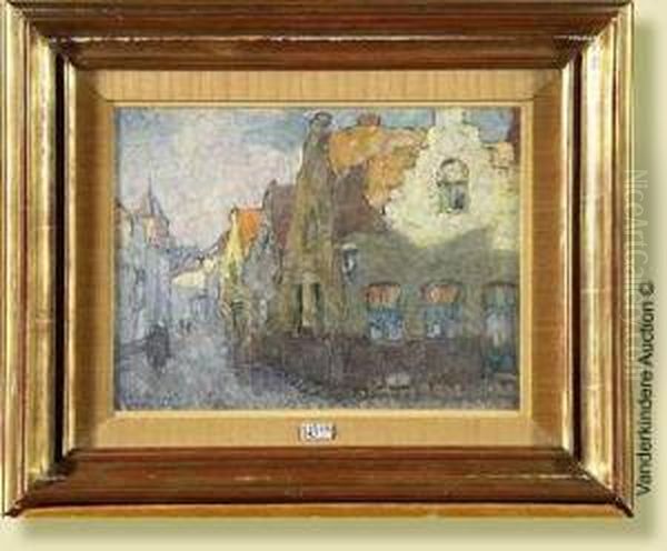 Beguinage De Bruges Anime Oil Painting by Mecislas De Rakowsky