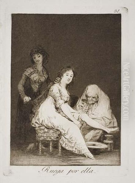 Reuga Por Ella Oil Painting by Francisco De Goya y Lucientes