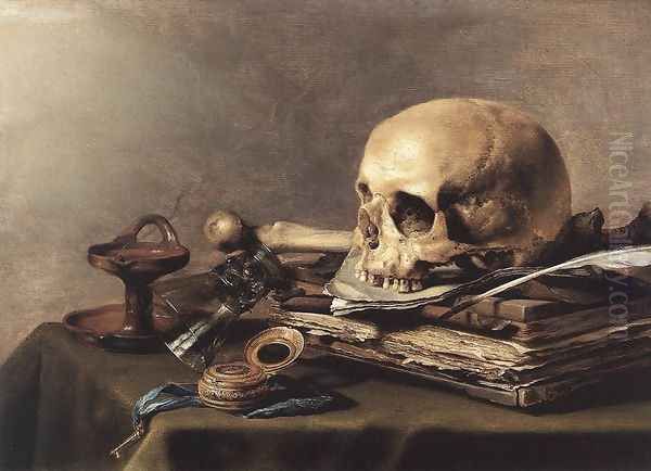 Vanitas Still-Life 1630 Oil Painting by Pieter Claesz.