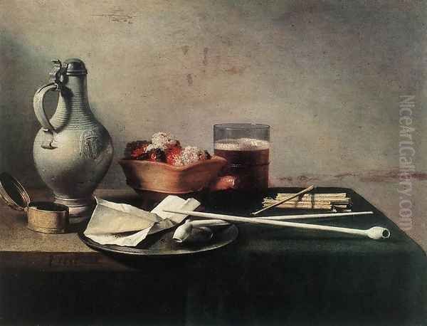 Tobacco Pipes and a Brazier 1636 Oil Painting by Pieter Claesz.