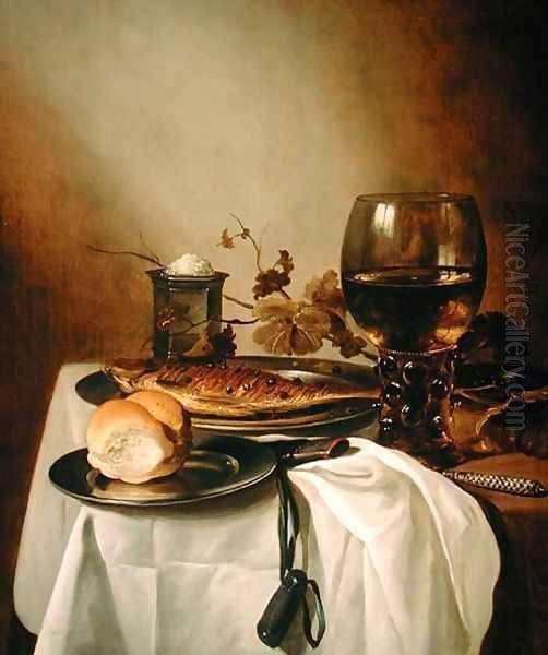 Still Life with a Roemer, 1644 Oil Painting by Pieter Claesz.