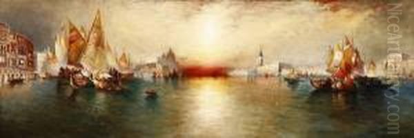 Panoramic Sunset Oil Painting by Dey De Ribcowsky