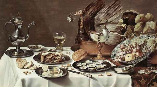 Still Life with Turkey Pie Oil Painting by Pieter Claesz.