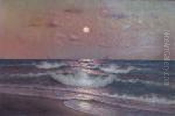 Sunset Over The Ocean Oil Painting by Dey De Ribcowsky