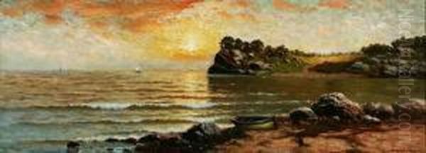 Sunset Coastal S L/r: Dey De 
Ribcowsky O/c 18 X 48 Est:$3000/4000 Provenance: Local Non-profit 
Institution Oil Painting by Dey De Ribcowsky