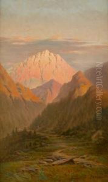 Mountains At Dawn Oil Painting by Frederick Debourg Richards