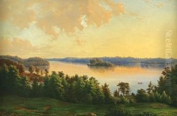 Sunrise Over The River Oil Painting by Frederick Debourg Richards