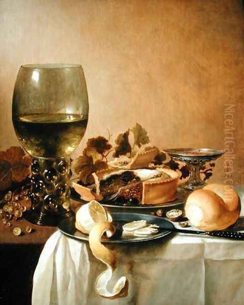 Still Life with Giant Roemer, 1647 Oil Painting by Pieter Claesz.