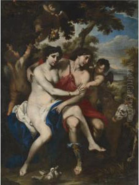 Venus And Adonis Oil Painting by Francesco Pacecco De Rosa