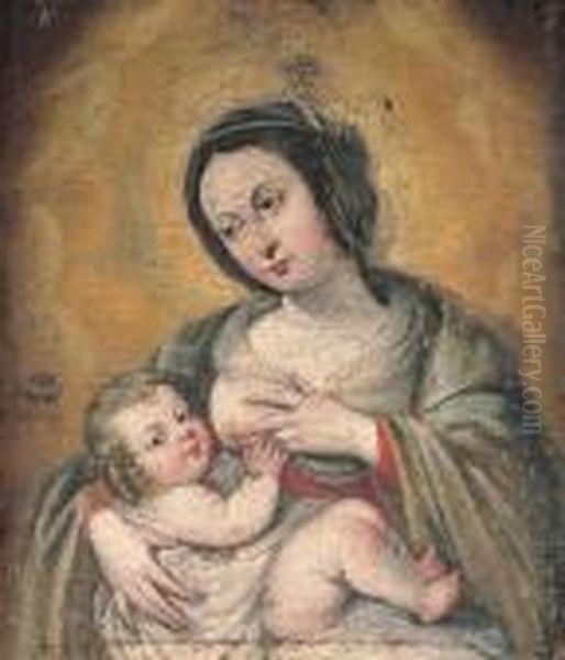 Madonna Col Bambino Oil Painting by Francesco Pacecco De Rosa