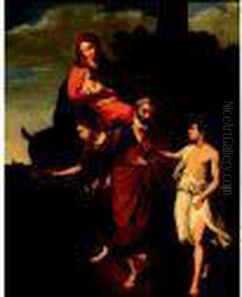 Flight Into Egypt Oil Painting by Francesco Pacecco De Rosa