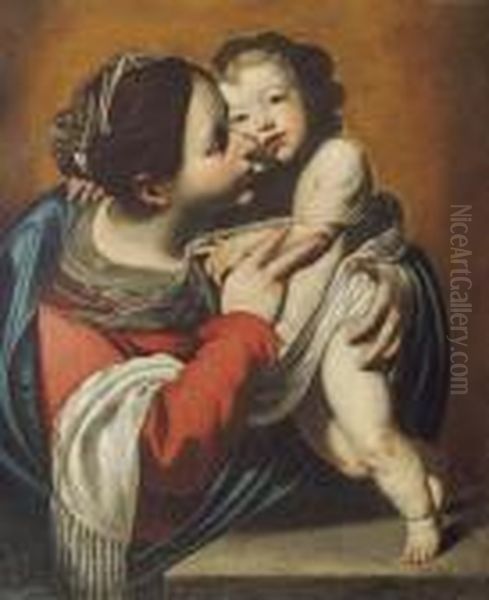 Madonna Col Bambino Oil Painting by Francesco Pacecco De Rosa