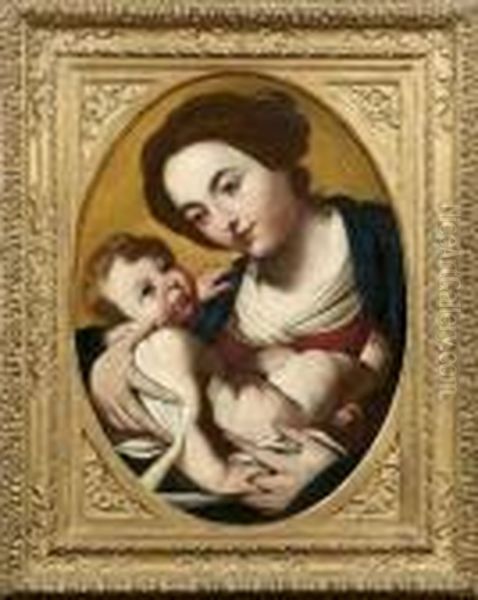 Madonna Col Bambino Oil Painting by Francesco Pacecco De Rosa