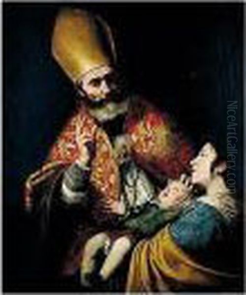 The Blessing Of Saint Blaise Oil Painting by Francesco Pacecco De Rosa