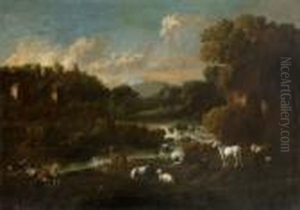 Flusslandschaft Oil Painting by Gaetano De Rosa