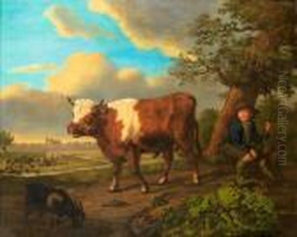 The Young Herdsman Oil Painting by Jean-Baptiste De Roy