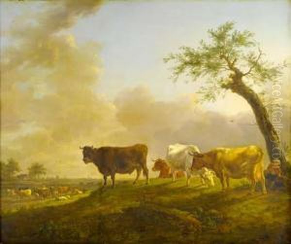 Troupeau Dans La Campagne Oil Painting by Jean-Baptiste De Roy