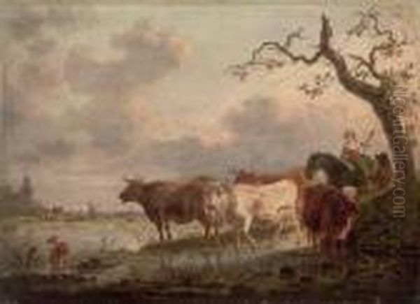 An Extensive Landscape Oil Painting by Jean-Baptiste De Roy