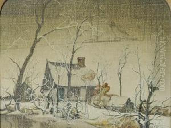 Cottage In Winter Oil Painting by Valerius De Saedeleer