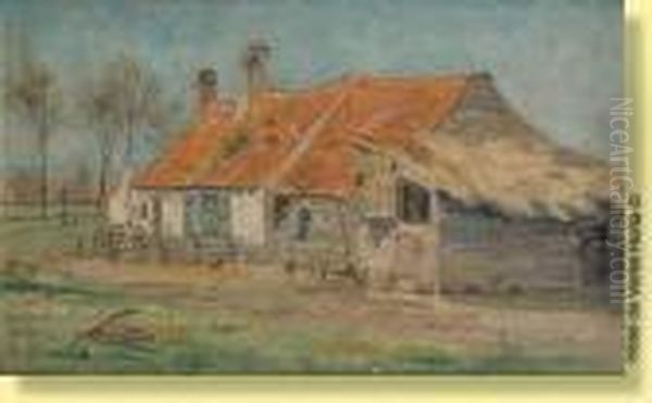 Ferme Dans Les Environs De Laethem Saint Martin Oil Painting by Valerius De Saedeleer