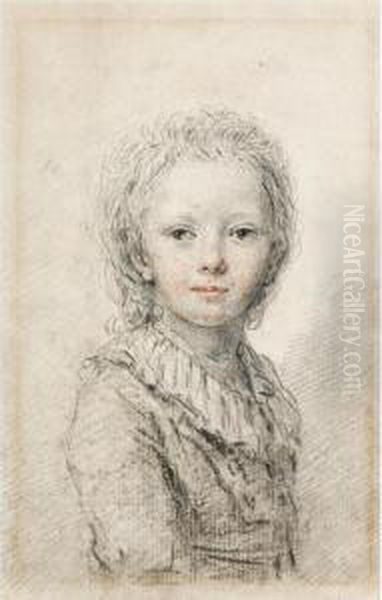 Portrait Of A Young Boy, Thought To Be The Dauphin, Later Louis Xvii Oil Painting by Augustin de Saint-Aubin