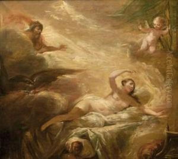 Jupiter Apparaissant A Semele. Oil Painting by Gabriel De Saint Aubin