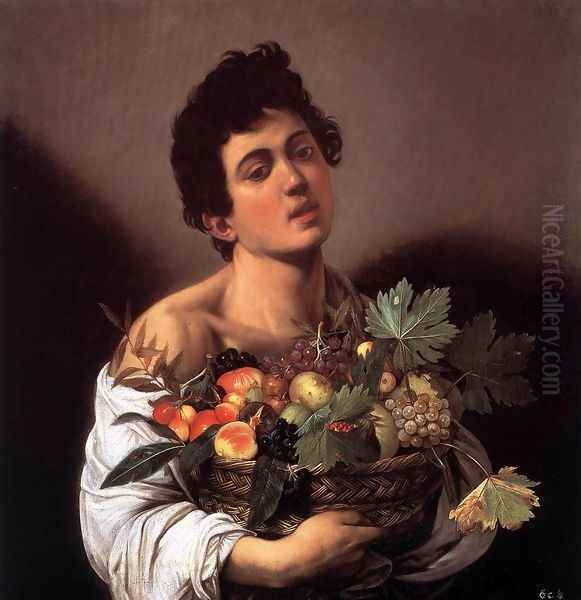 Boy with a Basket of Fruit (Giovane con un cesto di frutta) Oil Painting by Caravaggio