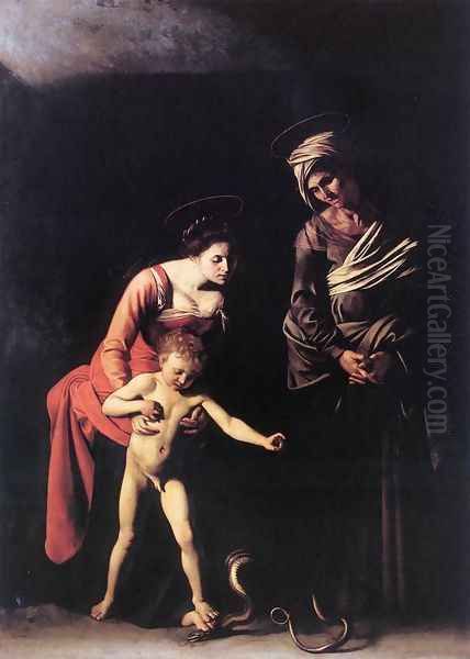 Madonna with the Serpent 1606 Oil Painting by Caravaggio